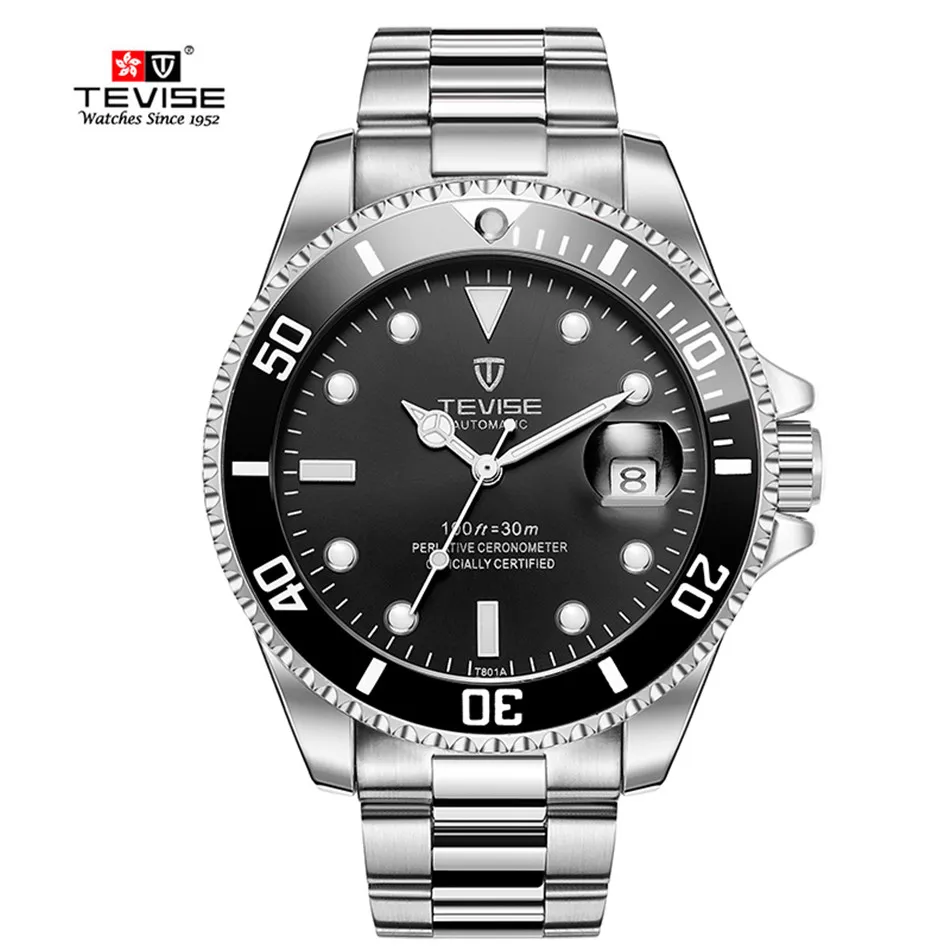 TEVISE Green Watch Men Automatic Mechanical Anti-Scratch Rotatable Outer Ring Waterproof Luminous Mens Watches Top Brand Luxury most accurate mechanical watch