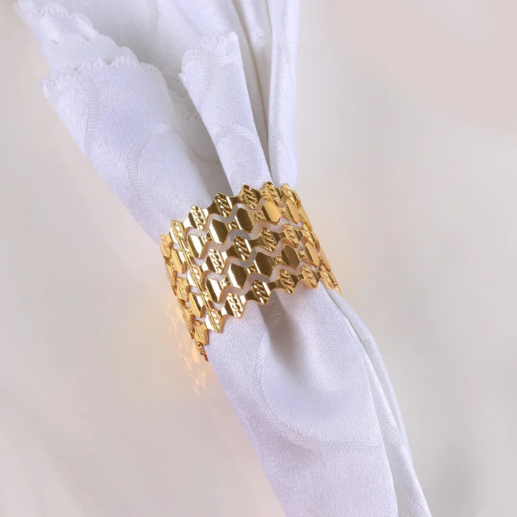 Gold Round Spiral Metal Napkin Rings Holder for Wedding Banquet