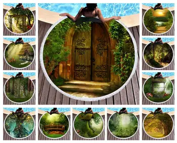 

Free shipping Novelty Gift Fairy Magic Trees Forest Mushrooms Hut Print Large Surfing Bath beach towel Blanket Drop Shipping
