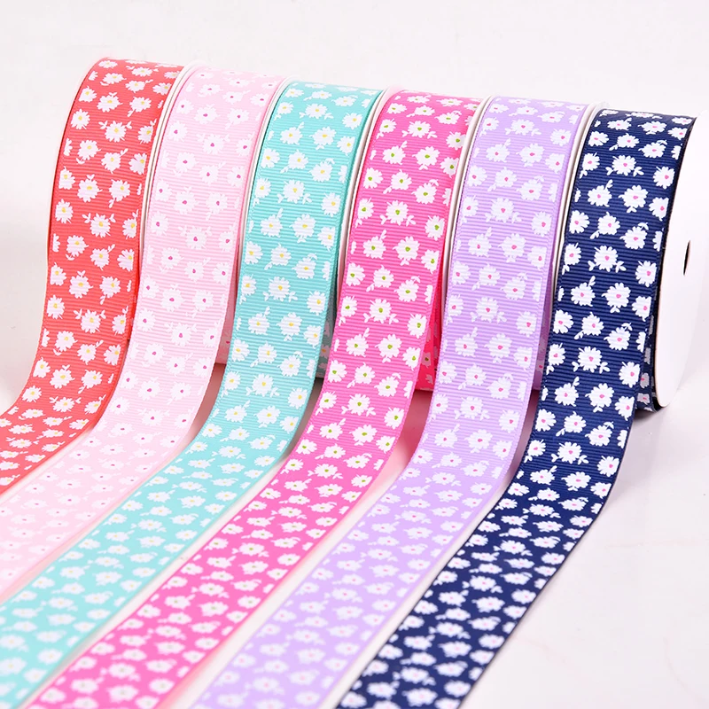 

1" 25mm Daisy Printed Printed Grosgrain Ribbon+DIY Jewelry Accessories Hairbow Wedding Party Decoration,100yards/Roll