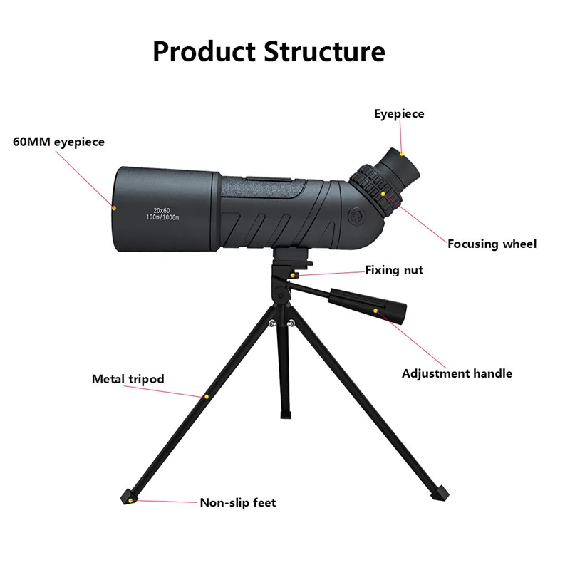 Профессиональный Монокуляр 20X60 увеличивающий охотничий телескоп для наблюдения за птицами оптический Стекло Ночное видение бинокль шпиона Стекло оперы монокль