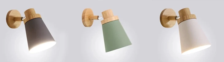 Настенный светильник из дерева Macarons, современный простой прикроватный светильник для спальни в скандинавском стиле, настенный светильник из цельного дерева