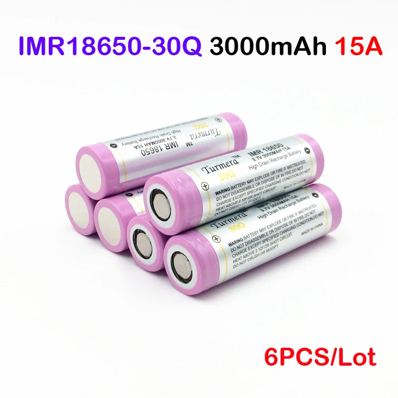

inr18650 30q 3000mah 15A Rechargeable battery mod box 1865030Q for 3000mAh lithium powered 18650 battery