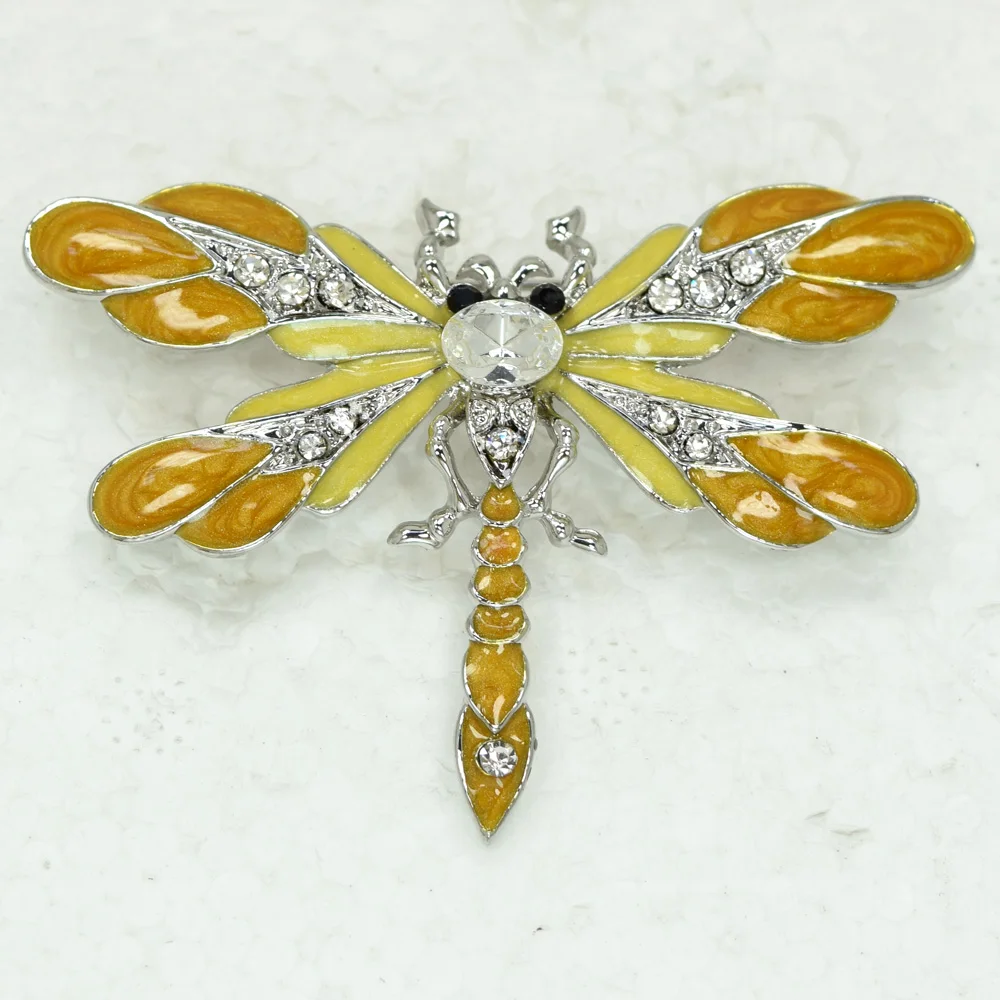12pcs/lot Wholesale Fashion brooch Dragonfly Enamel Rhinestone Pin