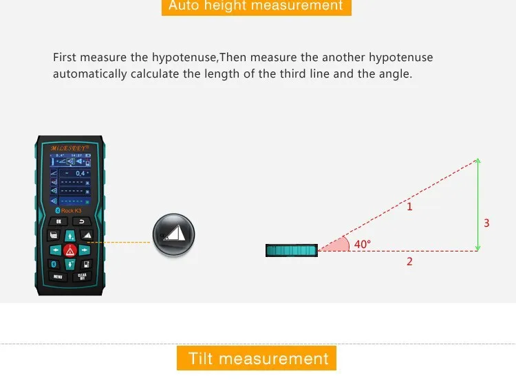 Afstandsmeter лазерный измеритель 100 м K3 Bluetooth лазерный-afstandsmeter Meten лазерный Afstand Met Kleur дисплей