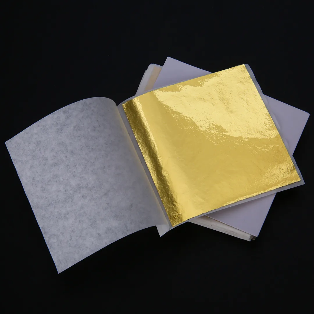 New 100 Sheets DIY Gold Foil Leaf Sheets Gilding Handicrafts Paper Decoration Mayitr 9*9cm 5 Colors