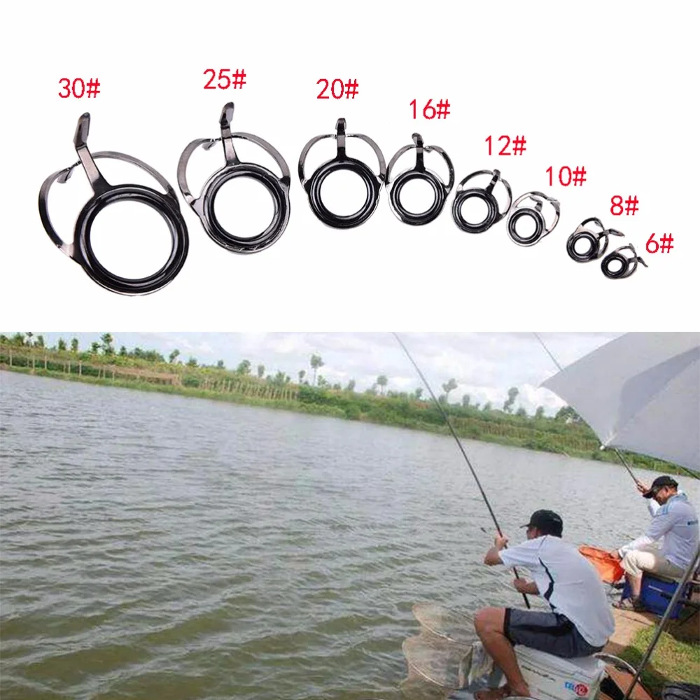 8Pcs 8 Size Stainless Steel DIY Eye Rings Fishing Rod Guides Tips Line Rings for Making Repair Kit