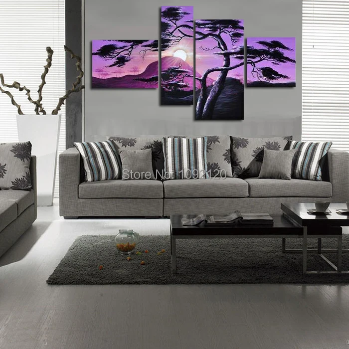 Картина маслом ручной работы на холсте 4 шт./компл.|tree oil painting|paintings on canvasoil painting canvas
