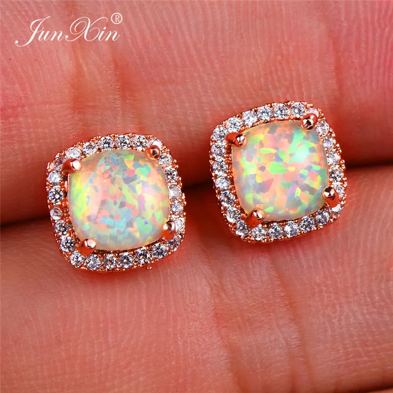 Details about   Sparkling White Fire Opal Earrings Women Wedding Jewelry Gift 14K Rose Gold