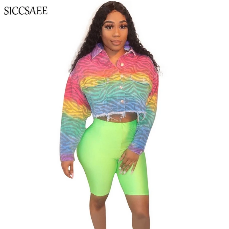 

Gradient Color Tie Dye Print Bomber Jackets For Women Turn Down Collar Overcoat Cardigan Casual Autumn 2019 Ethnic Coat Abrigos