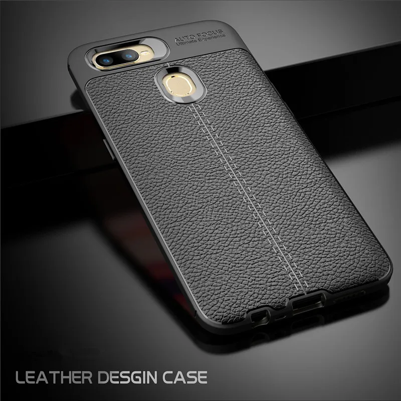 

For OPPO AX7 Case Drop-Proof Hybrid Armor Leather Texture Soft TPU Case for OPPO AX7 CPH1901 Lichi Leather Back Cover