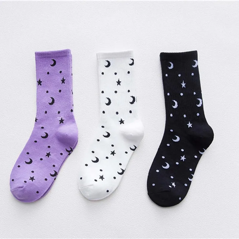 [EIOISAPRA] Японские Харадзюку звезды красные/белые/фиолетовые женские носки в стиле хип-хоп Луна кучи милые носки противоскользящие Calcetines Mujer
