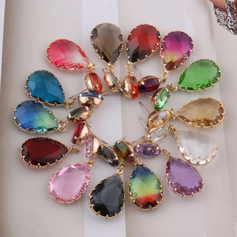 NeeFuWoFu Water Drop Earrings Glass earrings for women Big brinco Bohemian Crystal Earring Fashion Jewelry Gift Girl