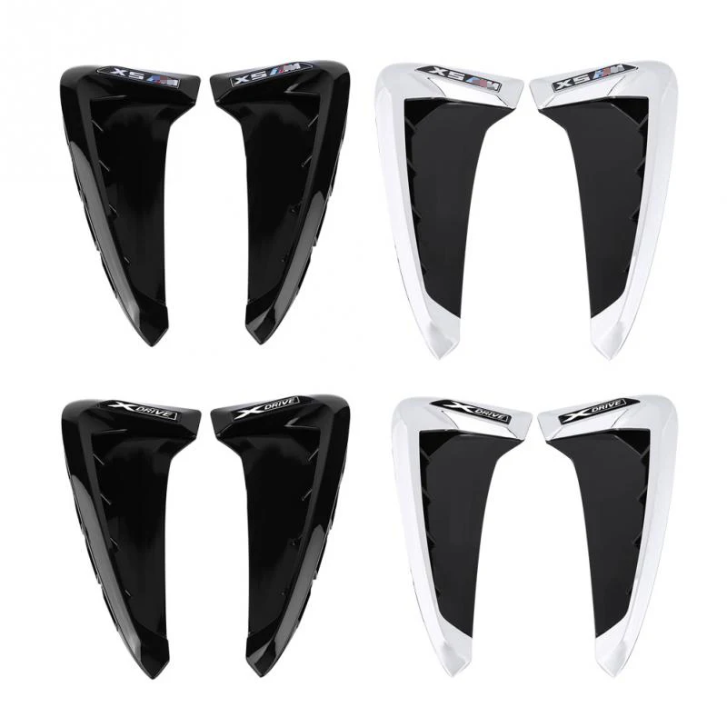

2Pcs/set ABS Car Front Fender Side Air Vent Cover Trim for BMW X5 F15 2014-2017 Shark Gills Side Vent Sticker