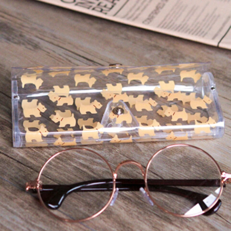 

Cartoon Cute Travel Women Transparent 1Pcs PVC Soft Eye Glasses Box Bag Case Protection Carry Box Eyewear Accessoires