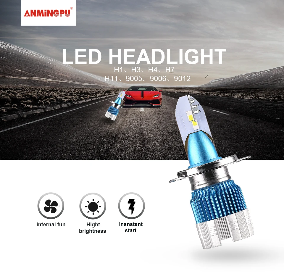 Anmingpu 2x Mi2 8000LM светодиодный головной светильник лампы 12V 50W H4 светодиодный лампы H7 H11 H8 H9 H1 9005/HB3 9006/HB4 CSP Автомобильная Противо-Туманная светильник лампочка 6000K