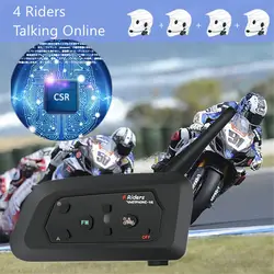 Влагонепроницаемые Walkie Talkie Многофункциональный BT мотоцикл домофон интеркомуникатор, V6 шлем Динамик Bluetooth гарнитура для 6 Riders