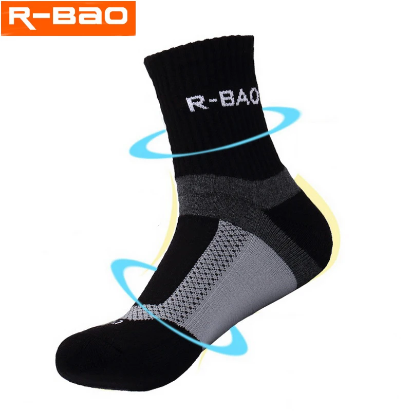 R-bao 1 par algodón hombres profesionales Baloncesto Calcetines antideslizante Calcetines deportivos para Bádminton Correr rcalcetines baloncesto