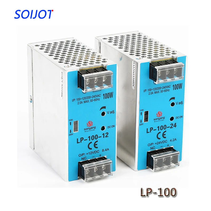 

LP-100 Din Rail Power Supply 12V 24V 100W Single Output Digital Display Guide Rail Switching Power Supply 110/220VAC