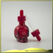 100pcs * 1oz Skull Shape Glass Dropper Bottle For E-juice Vape 30ml Skull Head Eliquid Drop empty glass bottles