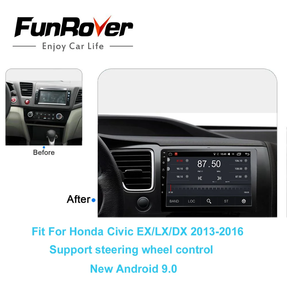 Excellent FUNROVER android 9.0 2.5D+IPS car radio multimedia player For Honda Civic Saloon 2013-2016 dvd EX LX DX dvd gps navigation navi 1 Excellent FUNROVER android 9.0 2.5D+IPS car radio multimedia player For Honda Civic Saloon 2013-2016 dvd EX LX DX dvd gps navigation navi 1