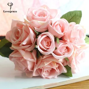Шелковые розы, свадебный букет для подружек невесты, букет невесты, белые, розовые Искусственные цветы, товары для свадьбы, украшение для дома Lovegrace