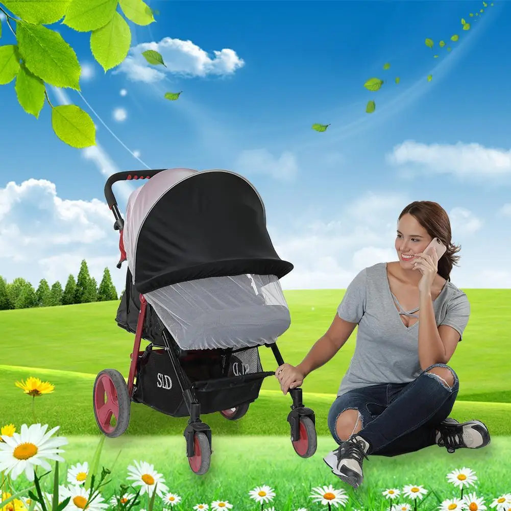 

Infant Baby Stroller Pushchair Shade Mosquito Net Universal Whole Cover Tent Sun Shade Anti-UV Foldable Mosquito for Stroller S3