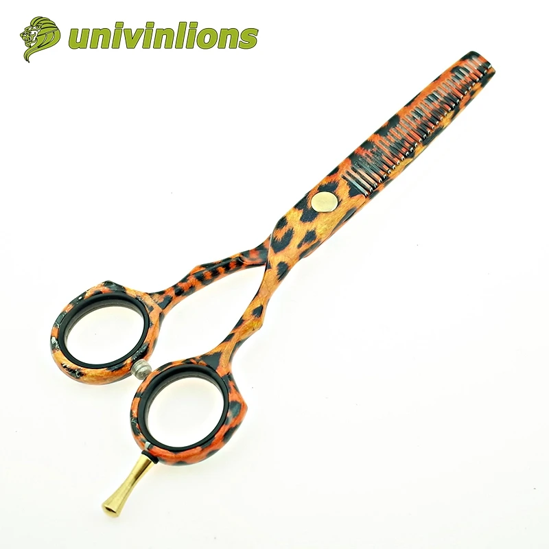 5," леопардовые японские ножницы для стрижки волос, парикмахерские ножницы 440C, Профессиональные Парикмахерские ножницы - Цвет: 1 thinning scissor