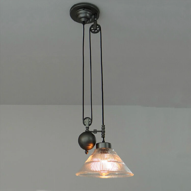 

Kitchen rise & fall Pulley Pendant Lights pulley pendant light retro Wrought glass light fixture Industrial Lamp Bar Led Abajur