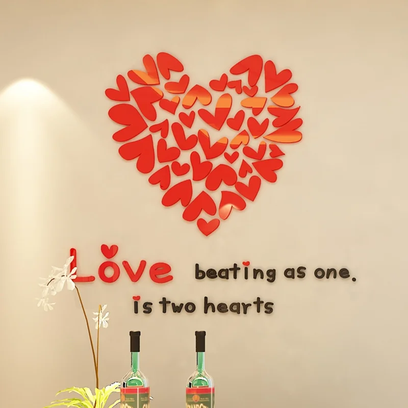 Romantic Loving Hearts 3D Acrylic Wall Sticker Wedding Room Decor Living Room Bedroom Kitchen Wall Stickers DIY 3D Stickers Romantic Loving Hearts 3D Acrylic Wall Sticker Wedding Room Decor Living Room Bedroom Kitchen Wall Stickers DIY 3D Stickers