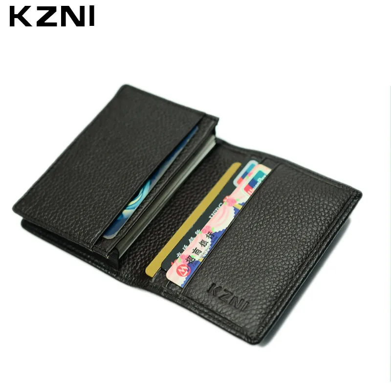 

KZNI Leather Credit Business Men Card Holder Card Case Wallets Cowhide Leather Wallets Porta Carte Di Credito Porte Carte 003