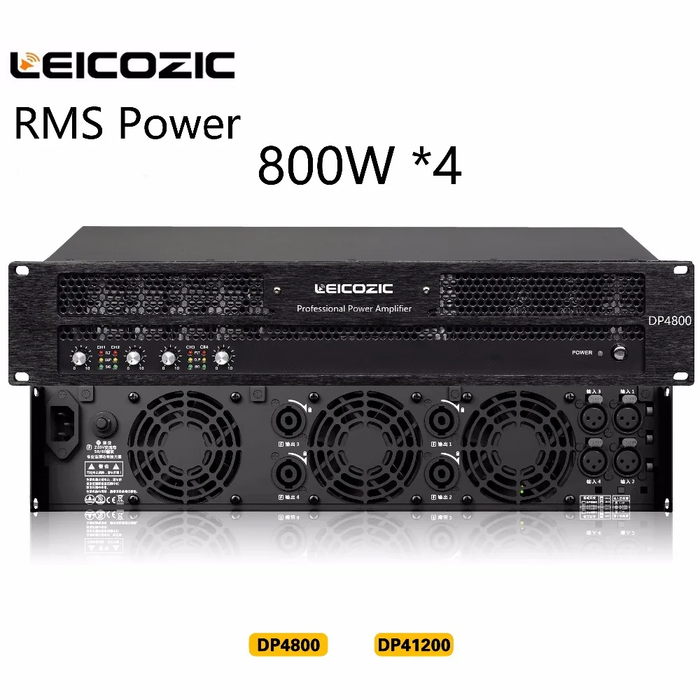 Leicozic DP4800 Макс. 1100 Вт* 4 усилитель мощности Профессиональный стерео усилитель 800 Вт* 4 канальный усилитель для сцены, церкви, студии