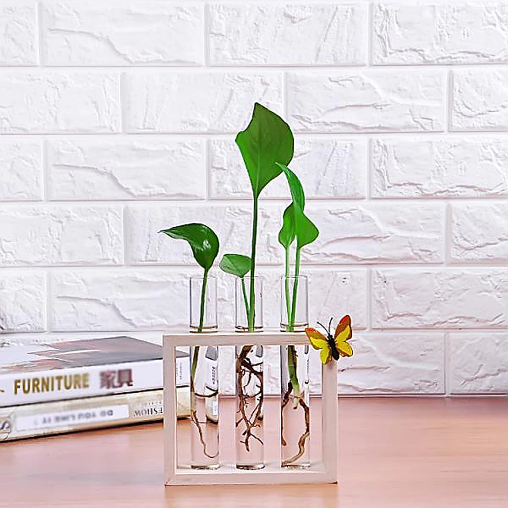 

Creative Test Tube Vase in Wooden Stand Flower Plant Pot Home Decoration DIY High Borosilicate Glass Vases Home Decor