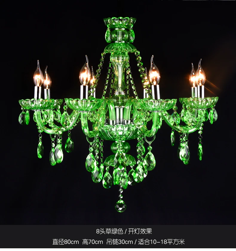 Green crystal chandelier living room bedroom glass crystals for
