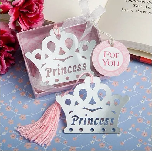 

200pcs Princess / Prince Crown Bookmark Wedding Party Favor Birthday Souvenirs Gifts For Guests Baby Shower Birthday Decor