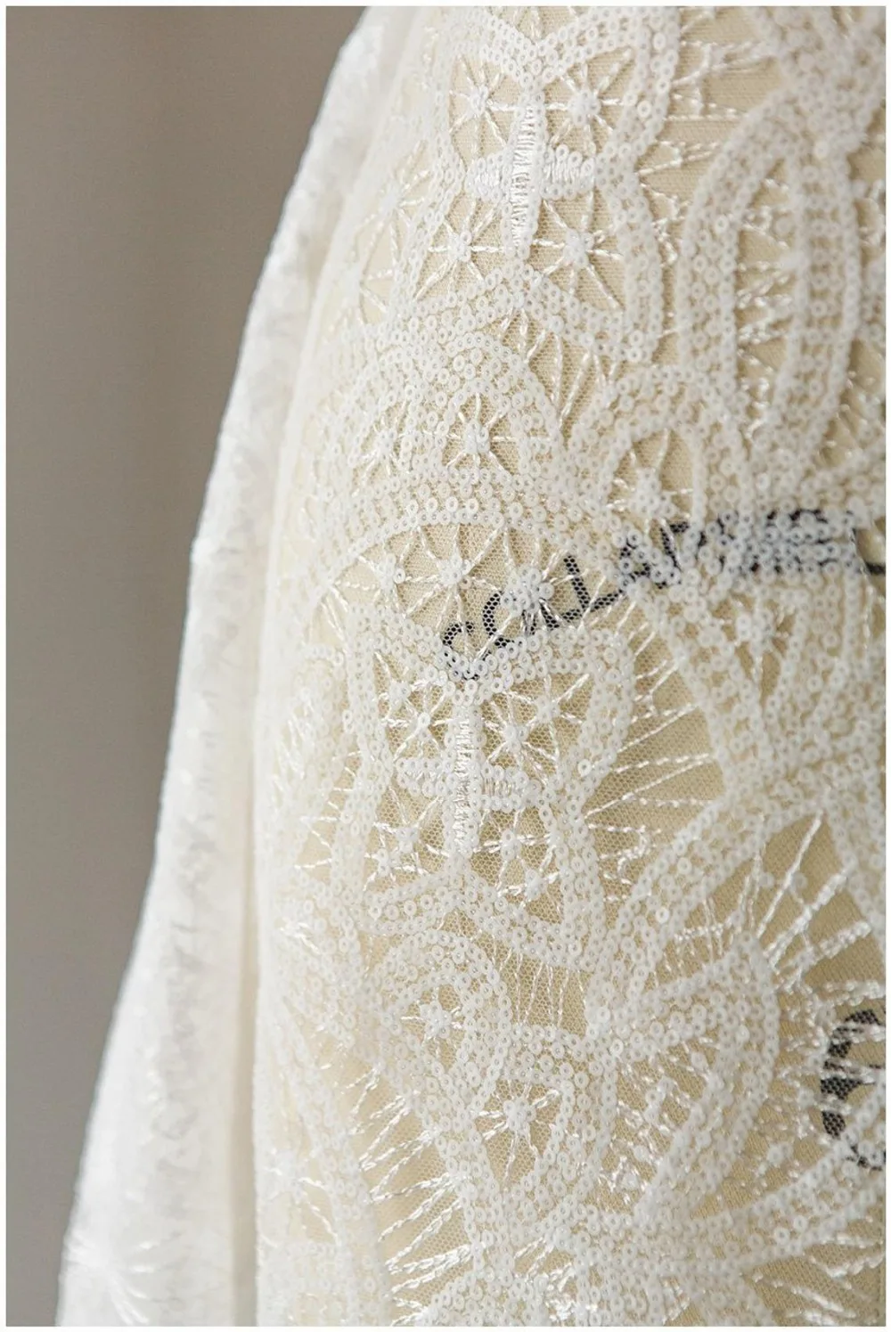 1 ярд Современная Геометрическая кружевная ткань с белыми блестками, свадебная кружевная ткань, кружевная ткань для свадебного платья, кружевная ткань с блестками