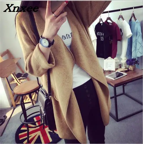 Office Lady Sweaters Fashion 2018 Women Turn-down Collar Long Sleeve Knitted Cardigan Long Winter Tops for Women Xnxee