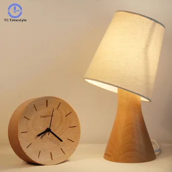 

Modern Minimalist Design Solid Wood Alarm Clock Mute Log Head Office Desk Student Fashion Creative Nordic Wood Timepieces