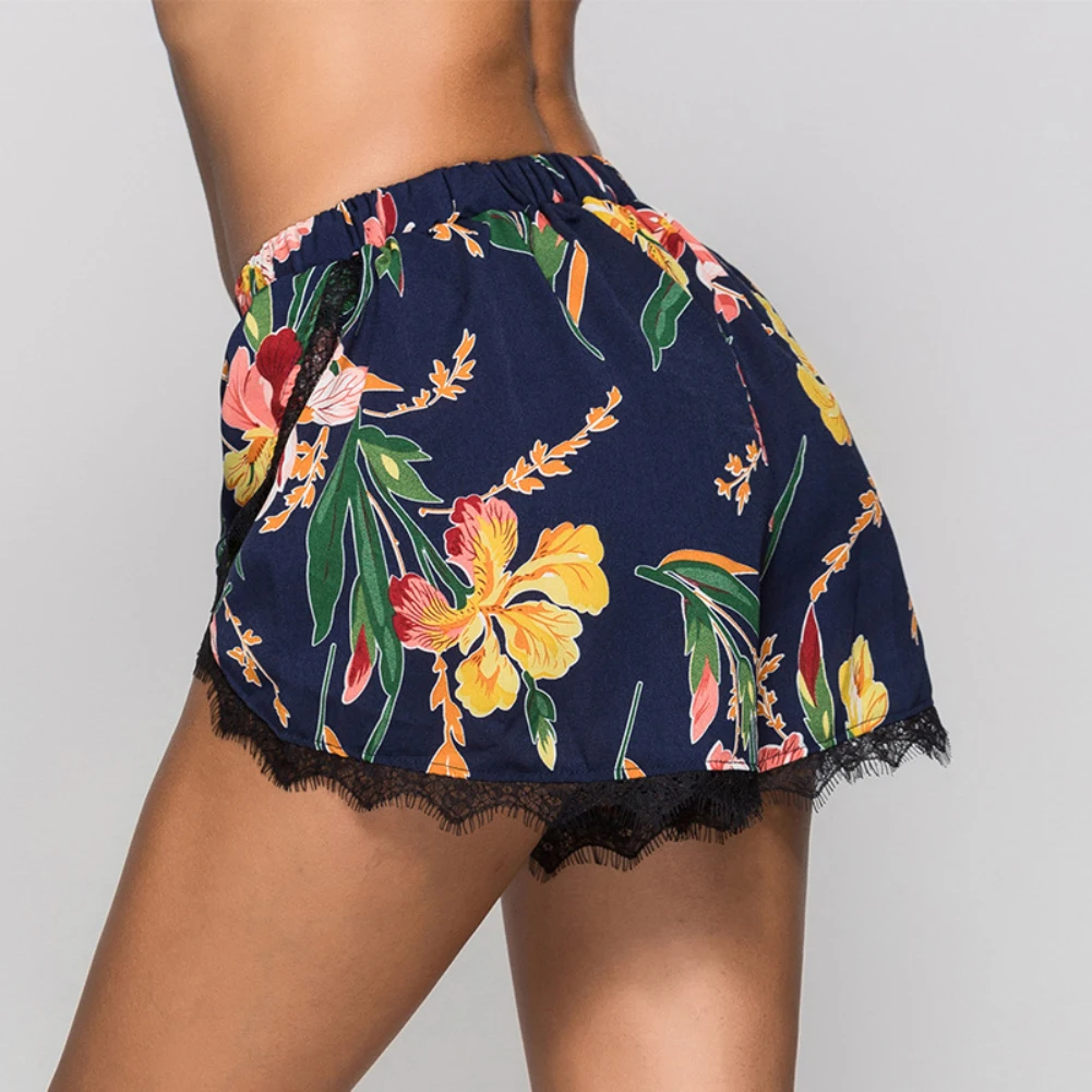 Летняя Повседневная Женская эластичная кружевная бейка с цветочным принтом шорты модные брюки новое поступление
