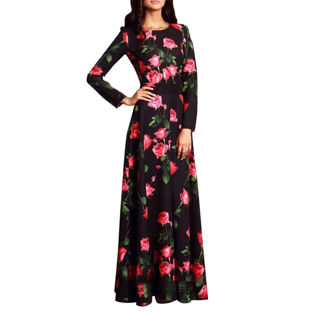 

Women Summer Print Long Evening Party Cocktail Dress Beach Dress Sundress robe ete 2019 moda praia feminina saidas de praia