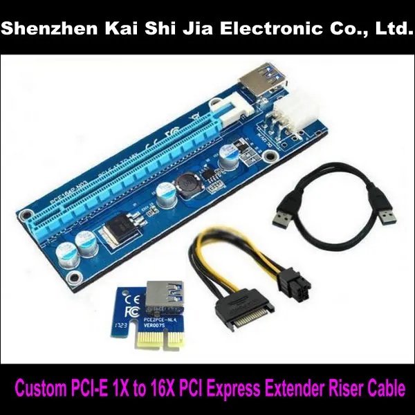 

Custom 60cm USB 3.0 Right Angle PCIe 1x to 16x PCI Express Extender Riser Card with 6pin Power Cable for Bitcoin Mining BTC