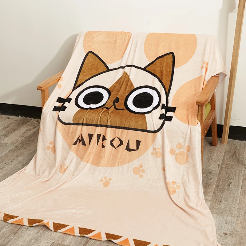 Аниме JK японский Монстр Охотник Airou игра косплей фланелевое одеяло 1,5*2 м мультфильм кошка на кровать плюшевый спальный чехол постельные принадлежности Мягкий теплый