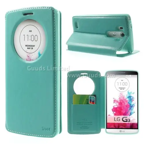 Roar Korea Noble Quick Circle Leather Flip Cover for LG G3 D850 D855 LS990 - Cyan