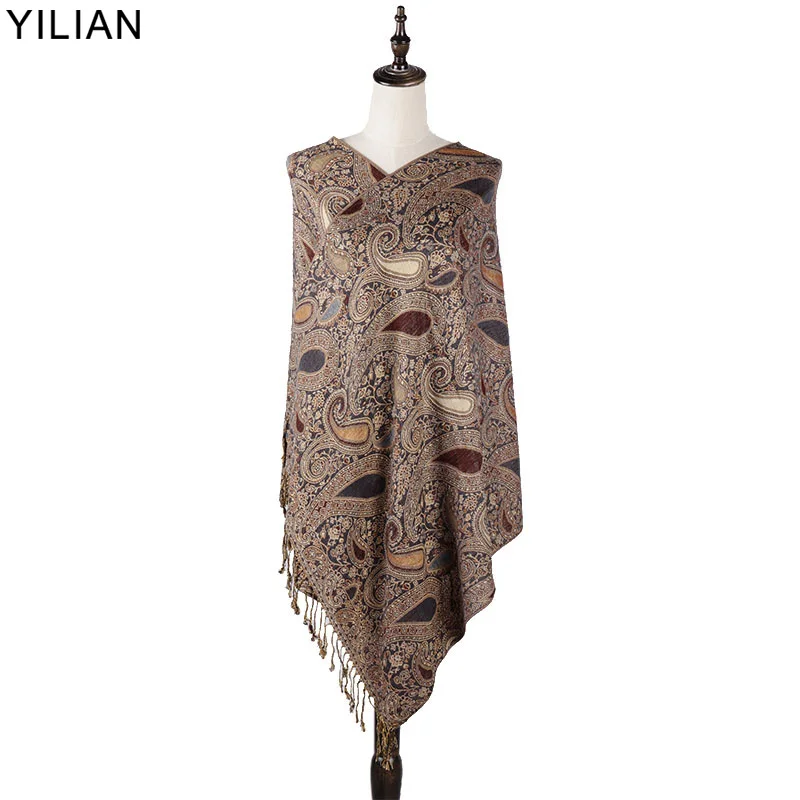 0,23 кг YILIAN бренд печати Пейсли Темперамент хлопок женский шарф осень и зима многоцветный модный головной платок шаль для женщин