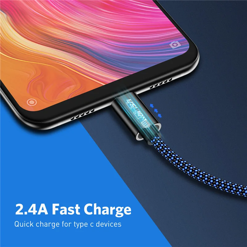 USLION المصغّر usb كابل 2.4A سريع مزامنة بيانات كابل شحن سامسونج هواوي Xiaomi LG Andriod سلك Microusb الهاتف المحمول الكابلات