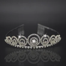 Silver headdress luxurious hair accessor Hair Comb Princess Crown Bridal Jewelry Shiny Rhinestone Headband for Engagement
