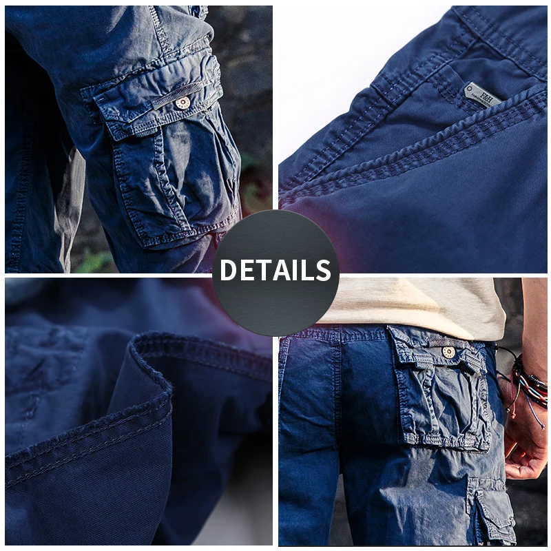New Men's Casual Cargo Shorts Loose Short Pants Multi-pocket Military Style Camo Knee Length Plus Size 5 Colors Shorts Men 2018 
