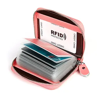 

Genuine Leather Organizer Business RFID Credit Card Holder Cowhide Minimalist Women Travel Card Bag Men Small Wallet