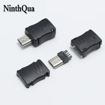 

20PCS/LOT Micro USB 5 Pin T Port Male Plug Socket Connector&Plastic Cover for DIY