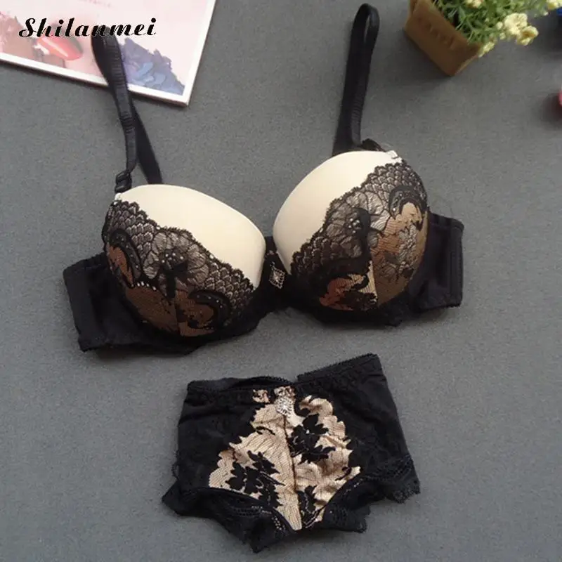 2018 Sexy Underwear Women Bra Set Lingerie Set Elegant Lace Printed Push Up Bra And Panty Set Red Bralette Set Ropa Interior